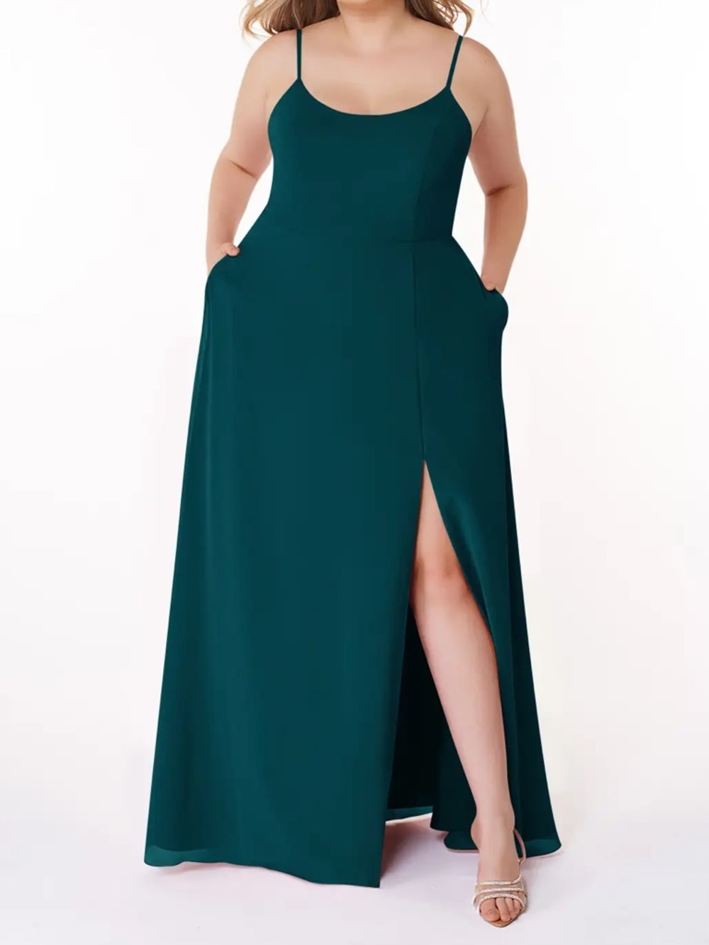 Azazie Moira Bridesmaid / Cocktail / Wedding Guest Gown-  Pine, Size A12 - Picture 3 of 10